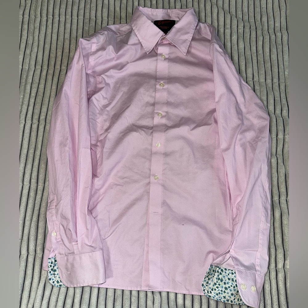 Egara Light Pink Dress Shirt with Floral Cuffs
